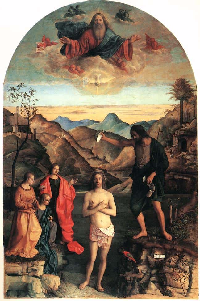 Картина - Джованни Беллини. Крещение Господне. 1500-1502